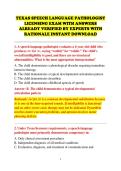 TEXAS SPEECH LANGUAGE PATHOLOGIST &NewLine;LICENSING EXAM WITH ANSWERS &NewLine;ALREADY VERIFIED BY EXPERTS WITH &NewLine;RATIONALE INSTANT DOWNLOAD