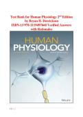 Test Bank for Human Physiology 2nd Edition by Bryan H&period; Derrickson &lpar;ISBN-13 978-1119497660 Verified Answers with Rationales&rpar;