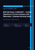 NUR 505 Exam 3 Actual 2026&sol;2027 &ndash; Complete Exam-Style Questions &vert; Detailed Rationales &ndash; Pass Guaranteed &ndash; A&plus; Graded&NewLine;&NewLine;
