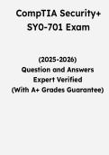 CompTIA Security&plus; SY0-701 Exam &vert; Questions & Verified Answers &vert; Comprehensive CompTIA Security&plus; Certification Exam Review Study Guide PDF &vert; 2026