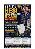 BSN 215 HESI Dosage Calculation Exam &vert; LATEST &NewLine;2026