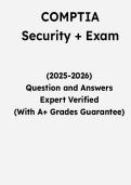 CompTIA Security&plus; Exam &vert; Questions & Verified Answers &vert; Comprehensive CompTIA Security&plus; Certification Exam Review Study Guide PDF &vert; 2026