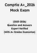 CompTIA A&plus; 2026 Mock Exam &vert; Questions & Verified Answers &vert; Comprehensive CompTIA A&plus; Certification Exam Review Study Guide PDF &vert; 2026