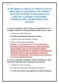 NU185 MEDICAL-SURGICAL NURSING II EXAM&NewLine;1 PREP 2026 ALL QUESTIONS AND CORRECT&NewLine;DETAILED ANSWERS WITH RATIONALES&NewLine;ALREADY A GRADED WITH EXPERT&NewLine;FEEDBACK &vert;NEW AND REVISED &vert;GALEN&NewLine;COLLEGE