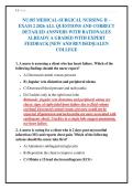 NU185 MEDICAL-SURGICAL NURSING II &ndash;&NewLine;EXAM 2 2026 ALL QUESTIONS AND CORRECT&NewLine;DETAILED ANSWERS WITH RATIONALES&NewLine;ALREADY A GRADED WITH EXPERT&NewLine;FEEDBACK &vert;NEW AND REVISED&vert;GALEN&NewLine;COLLEGE&NewLine;