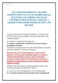 ACE CERTIFIED PERSONAL TRAINER&NewLine;CERTIFICATION ACTUAL EXAM PREP 2026 ALL&NewLine;QUESTIONS AND CORRECT DETAILED&NewLine;ANSWERS WITH RATIONALES ALREADY A&NewLine;GRADED WITH EXPERT FEEDBACK &vert;NEW AND&NewLine;REVISED