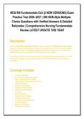 HESI RN Fundamentals Exit &lpar;2 NEW VERSIONS&rpar; Exam&NewLine;Practice Test 2026&ndash;2027 &vert; 200 NGN-Style Multiple-&NewLine;Choice Questions with Verified Answers & Detailed&NewLine;Rationales &vert; Comprehensive Nursing Fundamentals&NewLine;Review LATEST UPDATE THIS YEAR&NewLine;Description&NewLine;Master the