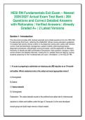 HESI RN Fundamentals Exit Exam &ndash; Newest&NewLine;2026&sol;2027 Actual Exam Test Bank &vert; 200&NewLine;Questions and Correct Detailed Answers&NewLine;with Rationales &vert; Verified Answers &vert; Already&NewLine;Graded A&plus; &vert; 2 Latest Versions&NewLine;Section 1&colon; Introduction&NewLine;This document provides 200 carefu