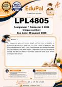 LPL4805 Assignment 1 &lpar;COMPLETE ANSWERS&rpar; Semester 2 2026  - DUE 26 August 2026
