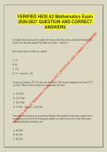 VERIFIED HESI A2 Mathematics Exam 2026 2027 QUESTION AND CORRECT ANSWERS&period;