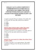DOSAGE CALCULATION COMPETENCY&NewLine;COMPREHENSIVE EXAM PREP 2026 ALL&NewLine;QUESTIONS AND CORRECT DETAILED&NewLine;ANSWERS WITH RATIONALES ALREADY A&NewLine;GRADED WITH EXPERT FEEDBACK &vert;NEW AND&NewLine;REVISED