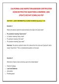 CALIFORNIA LEAD INSPECTOR&sol;ASSESSOR CERTIFICATION&NewLine;EXAM 200 PRACTICE QUESTIONS & ANSWERS &vert; 2026&NewLine;UPDATE INSTANT DOWNLOAD PDF