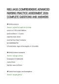 NSG 6435 COMPREHENSIVE ADVANCED&NewLine;NURSING PRACTICE ASSESSMENT 2026&NewLine;COMPLETE QUESTIONS AND ANSWERS&NewLine;