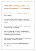 PN101 Intro to Nursing Chapter 1 & 2 Exam Questions With Correct Answers