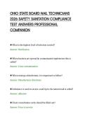 OHIO STATE BOARD NAIL TECHNICIANS&NewLine;2026 SAFETY SANITATION COMPLIANCE&NewLine;TEST ANSWERS PROFESSIONAL&NewLine;COMPANION