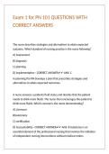 Exam 1 for PN 101 QUESTIONS WITH CORRECT ANSWERS