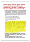 Colorado Springs Commercial Pesticide Applicator &NewLine;Structural Pest Control Practice Examination &NewLine;Questions And Correct Answers &lpar;Verified Answers&rpar; &NewLine;Plus Rationale 2026 Q&A&vert; Instant Download Pdf 