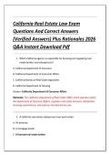 California Real Estate Law Exam &NewLine;Questions And Correct Answers &NewLine;&lpar;Verified Answers&rpar; Plus Rationales 2026 &NewLine;Q&A Instant Download Pdf