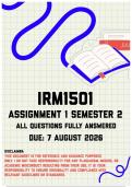 IRM1501 Assignment 1 Semester 2 MEMO &vert; Due 7 August 2026
