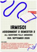 IRM1501 Assignment 2 Semester 2 MEMO &vert; Due September 2026
