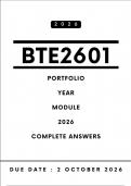 BTE2601 Portfolio Answers - Year Module&comma; 2026 &vert; Due Date 2 October 2026