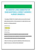 NC ASSISTED LIVING ADMINISTRATOR&NewLine;EXAM QUESTIONS & CORRECT ANSWERS &vert;&NewLine;ALREADY GRADED A&plus;