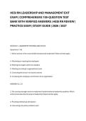 HESI RN LEADERSHIP AND MANAGEMENT EXIT &NewLine;EXAM &vert; COMPREHENSIVE 100-QUESTION TEST &NewLine;BANK WITH VERIFIED ANSWERS &vert; HESI RN REVIEW &vert; &NewLine;PRACTICE EXAM &vert; STUDY GUIDE &vert; 2026 &sol; 2027