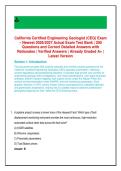 California Certified Engineering Geologist &lpar;CEG&rpar; Exam&NewLine;&ndash; Newest 2026&sol;2027 Actual Exam Test Bank &vert; 200&NewLine;Questions and Correct Detailed Answers with&NewLine;Rationales &vert; Verified Answers &vert; Already Graded A&plus; &vert;&NewLine;Latest Version