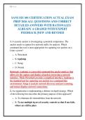 SANS SEC401 CERTIFICATION ACTUAL EXAM&NewLine;PREP 2026 ALL QUESTIONS AND CORRECT&NewLine;DETAILED ANSWERS WITH RATIONALES&NewLine;ALREADY A GRADED WITH EXPERT&NewLine;FEEDBACK &vert;NEW AND REVISED
