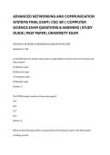 ADVANCED NETWORKING AND COMMUNICATION &NewLine;SYSTEMS FINAL EXAM &vert; CSC 401 &vert; COMPUTER &NewLine;SCIENCE EXAM QUESTIONS & ANSWERS &vert; STUDY &NewLine;GUIDE &vert; PAST PAPER &vert; UNIVERSITY EXAM