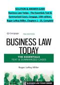 SOLUTION & ANSWER GUIDE&NewLine;Business Law Today - The Essentials Text & Summarized Cases&comma; Cengage&comma; 13th edition&comma; Roger LeRoy Miller&comma; Chapters 1 - 25&comma; Complete ISBN &rlm; &colon; &lrm; 978-0357635223