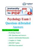 Psychology Exam 1 &sol;Questions & Answers &lpar;Verified Answers&rpar; - Portage Learning &lpar; 2026&sol;2027 Update&rpar;