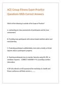 ACE Group Fitness Exam-Practice Questions With Correct Answers 