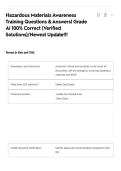 Hazardous Materials Awareness Training Questions & Answers&vert; Grade A&vert; 100&percnt; Correct &lpar;Verified Solutions&rpar;&sol;Newest Update&excl;&excl;&excl;