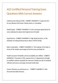ACE Certified Personal Training Exam Questions With Correct Answers 