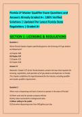 Florida LP Master Qualifier Exam Questions and &NewLine;Answers Already Graded A&plus;&period; 100&percnt; Verified &NewLine;Solutions &vert; Updated Per Latest Florida State &NewLine;Regulations &vert; Graded A&plus; 