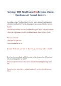 Sociology 1000 Final Exam 2026 Brekhus Mizzou Questions And Correct Answers&NewLine;&NewLine;