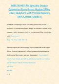 BSN 215 HESI RN Specialty Dosage Calculation Exam &lpar;Latest Update 2026 &sol; 2027&rpar; Questions with Verified Answers 100&percnt; Correct &lbrace;Grade A&rcub;&NewLine;&NewLine;