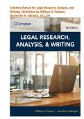 Solution Manual for Legal Research&comma; Analysis&comma; and Writing&comma; 5th Edition by William H&period; Putman&comma; JDJennifer R&period; Albright&comma; JD&comma; LLM&vert;&vert;Complete Guide A&plus;