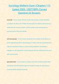 Sociology Midterm Exam &lpar;Chapters 1-5&rpar; &lpar;Latest 2026 2027&rpar;100- Correct Questions & Answers