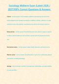 Sociology Midterm Exam &lpar;Latest 2026 2027&rpar;100- Correct Questions & Answers
