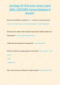 Sociology 101 final exam review &lpar;Latest 2026 2027&rpar;100- Correct Questions & Answers&period;