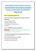 Massachusetts Construction Supervisor License &lpar;CSL&rpar;&NewLine;Practice Exam Newest High-Yield Questions with Detailed&NewLine;Explanations LATEST UPDATE THIS YEAR INSTANT&NewLine;DOWNLOAD PDF