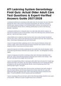 ATI Learning System Gerontology Final Quiz Questions&comma; Answers and Rationales 2027&sol;2028