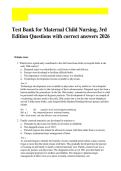 Maternal Child Nursing &ndash; 3rd Edition &ndash; Comprehensive Test Bank with Verified Questions and Answers 2026