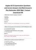 Kaplan IELTS Examination Questions and Correct Answers &lpar;Verified Answers&rpar; Plus Rationales 2026 Q&A &vert; Instant Download Pdf