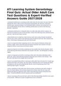 ATI Learning System Gerontology Final Quiz Questions&comma; Answers and Rationales 2027&sol;2028