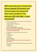 NATE Heat Pump Service Practice Exam &NewLine;Newest Updated 150 Questions And &NewLine;Correct Answers From Actual Past &NewLine;Papers Exams &lpar;Graded A&plus;&rpar; Plus &NewLine;Rationales 2025&vert;2026 Q&A &vert; Instant &NewLine;Download Pdf 