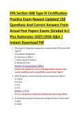 EPA Section 608 Type III Certification &NewLine;Practice Exam Newest Updated 150 &NewLine;Questions And Correct Answers From &NewLine;Actual Past Papers Exams &lpar;Graded A&plus;&rpar; &NewLine;Plus Rationales 2025&vert;2026 Q&A &vert; &NewLine;Instant Download Pdf 