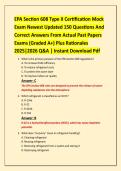 EPA Section 608 Type II Certification Mock &NewLine;Exam Newest Updated 150 Questions And &NewLine;Correct Answers From Actual Past Papers &NewLine;Exams &lpar;Graded A&plus;&rpar; Plus Rationales &NewLine;2025&vert;2026 Q&A &vert; Instant Download Pdf